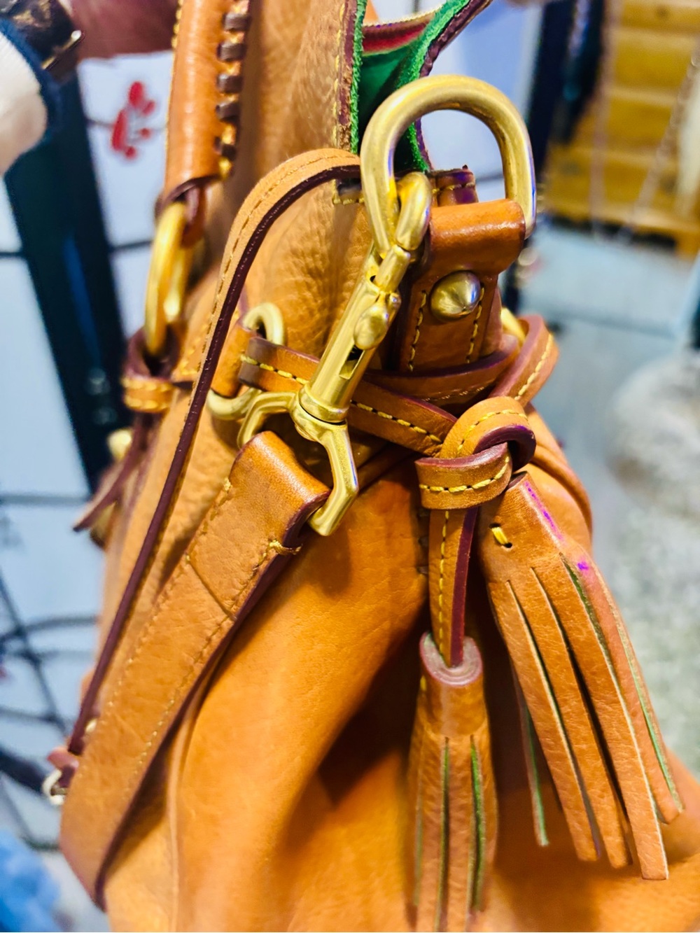 Dooney & Bourke Tan Leather Satchel with Gold Hardware - Picture 5 of 6